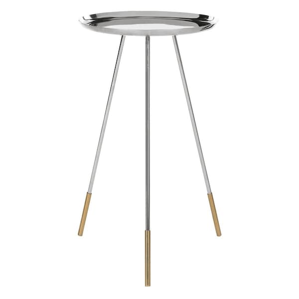 Safavieh Calix Tri Leg Contemporary Glam Side Table Nickle & Gold FOX4527A - main